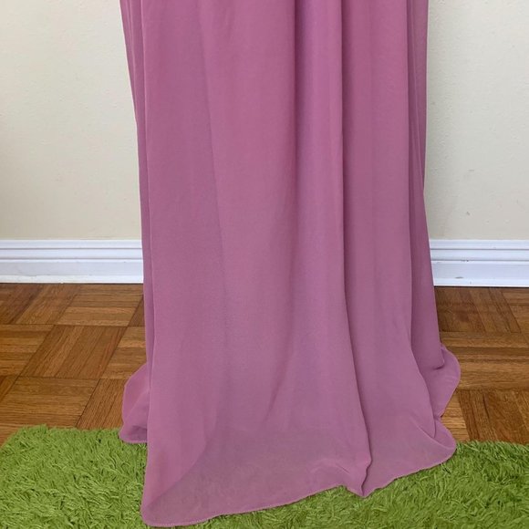 Ever-Pretty Lace Round Neck Long Sleeve Chiffon Lace MTB Gown Sz 10 Orchid - Picture 5 of 10